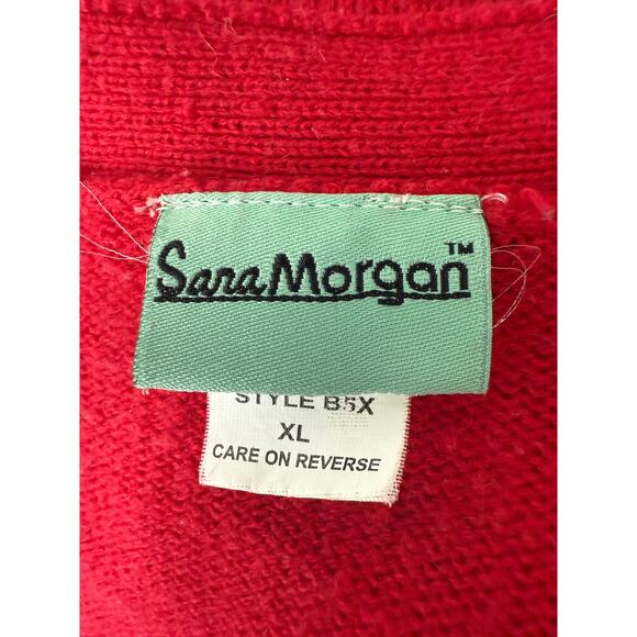 Vintage Sara Morgan Women Size XL Red Cable Knit Button Front Sweater Vest - Picture 2 of 5